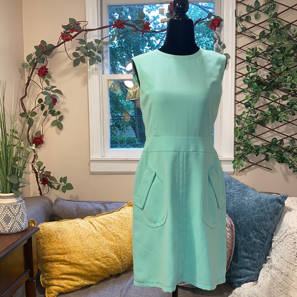 Blueish/ green knee length sleeveless dress